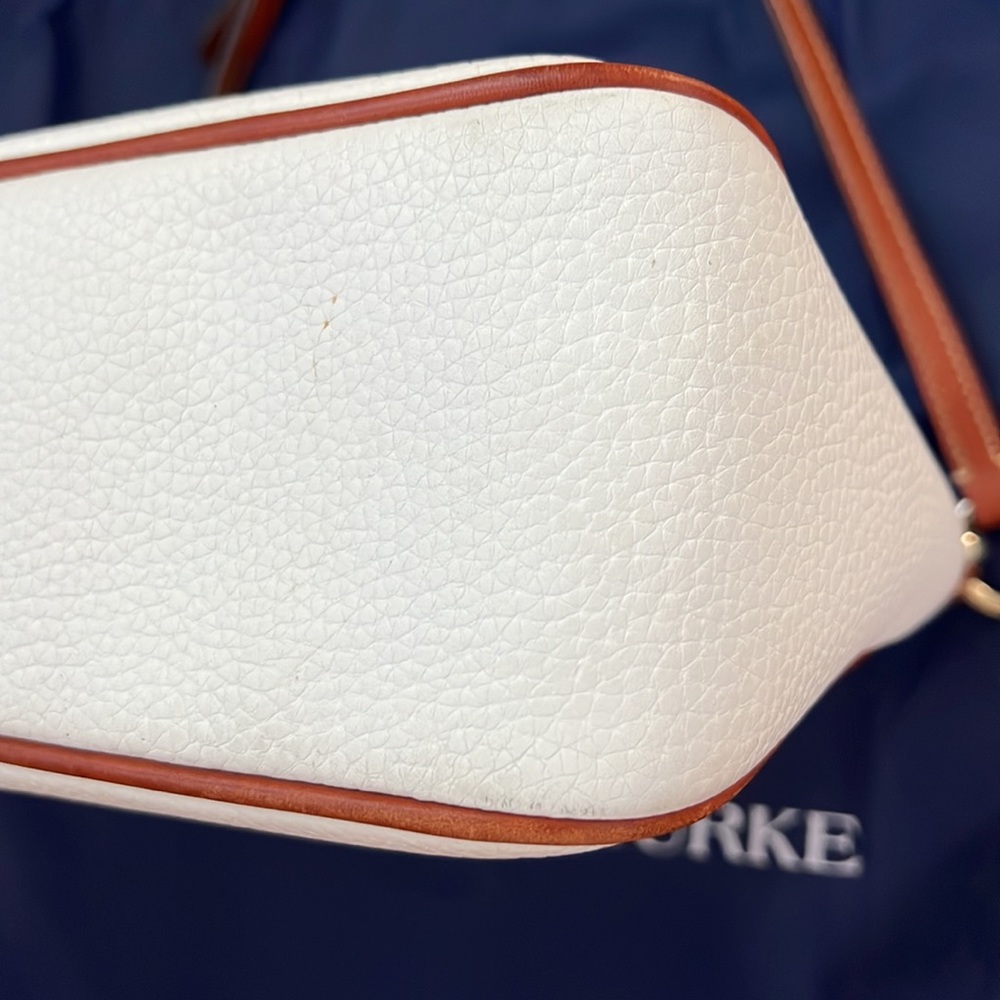 Dooney and Bourke Pebbled Grain Leather Kimberly Handbag White and Cognac - Picture 13 of 15